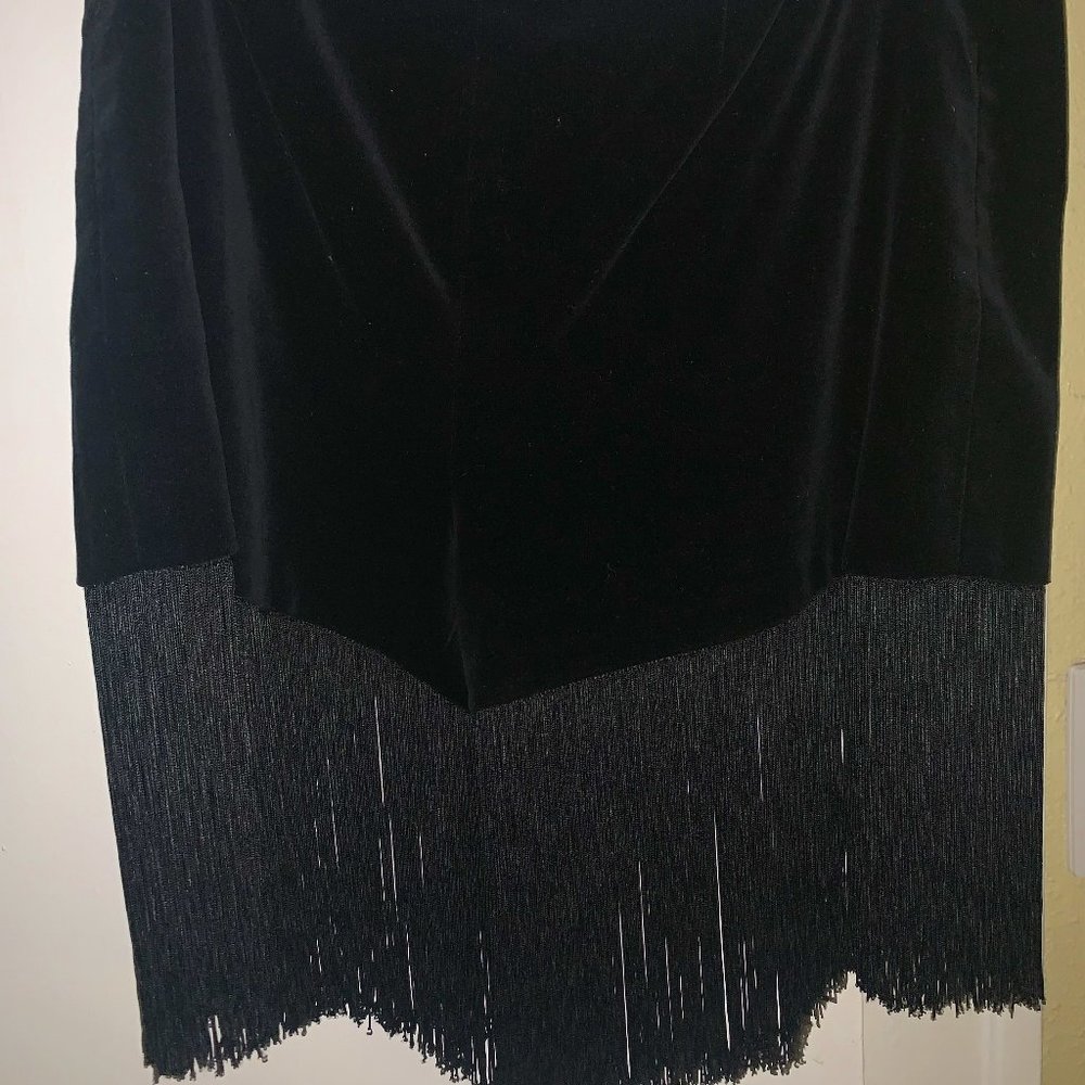 Black Velvet Hot Pants with Fringe
